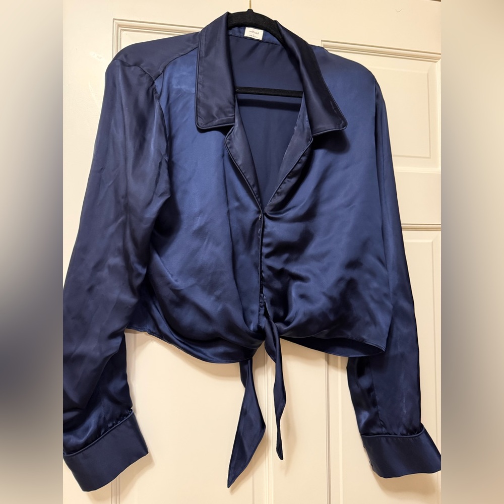 Wilfred Navy Satin Top blue -large